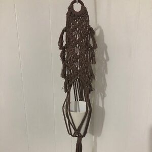 Light Brown Macrame Plant Hanger with Pot NEW.Single Mom BreastCancer Fundraiser